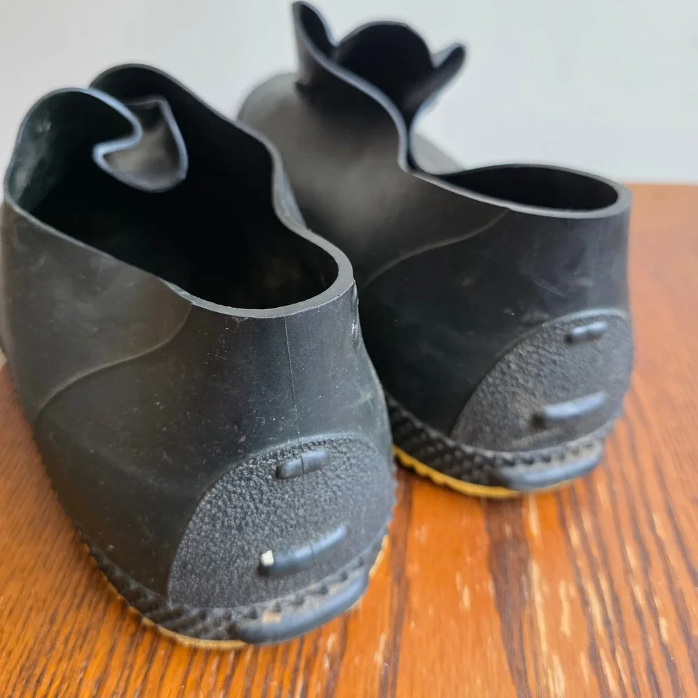 Servus Mens Black Rubber Overshoes Galoshes Yellow Sole Made in USA Large 11-13